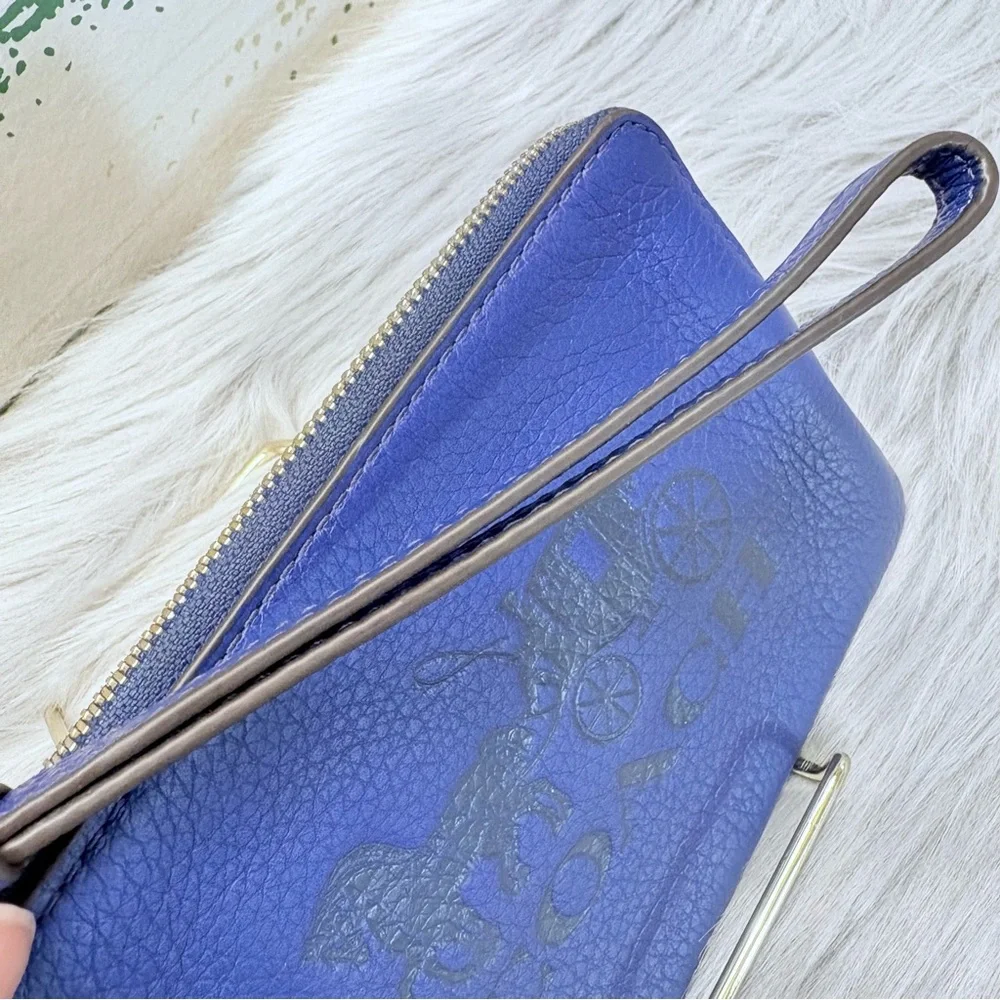 COACH Embossed Horse & Carriage L-Zip Wristlet - Picture 8 of 11